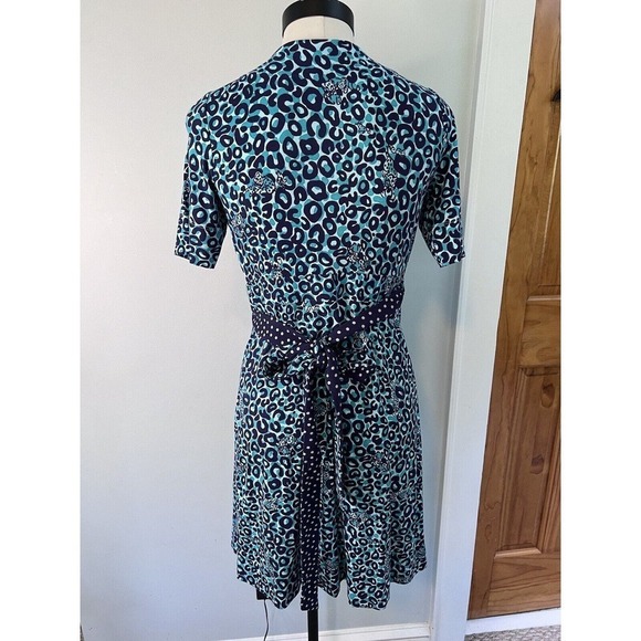 Lilly Pulitzer Womens size XS Blue Adalie Leopard Print Wrap Dress Short Sleeve - Picture 4 of 9